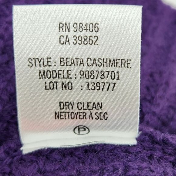 Theory Beata 100% Cashmere Sweater Size Small Purple Cowlneck 3/4 Sleeve Chunky - Picture 9 of 9